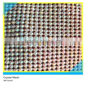 Hotfix Strass Mesh Ss6 2mm AB Crystal Silver Aluminum Metal Mesh 32x120cm Roll thumbnail-1