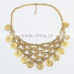 Hot Sale Short Chain Gold and Silver Necklace Coin Tassel Necklace Wholesale thumbnail-4