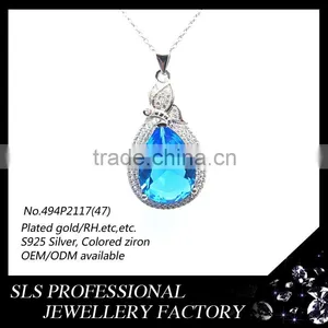 Wholesale Charm Pendant 925 Silver Jewelry Pendant for Women Roman Aquamarine Jewelry Pendant thumbnail-1