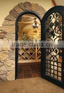 Wrought Iron Cellar Door With Glass thumbnail-1
