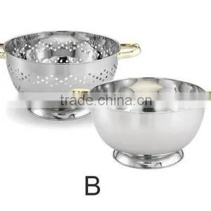Fruit and Vegetables Stainless Steel Colander With Handle and Stand From China Supplier thumbnail-1