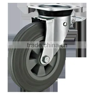EN 840 Dustbin Industrial Casters With Gray Rubber Wheels thumbnail-3