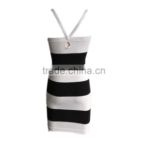 2016 Fashion Tight Slimming Fitness Wear Wholesale Sexy Stripes Brace Skirts Casual Elegant Evening Dress thumbnail-2