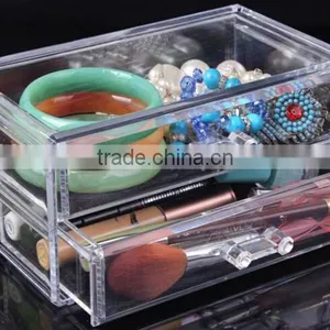 2 Drawer Acrylic Jewelry and Cosmetic Storage Display Box Acrylic Makeup Box thumbnail-2