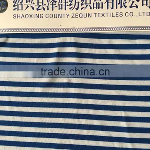 Shaoxing Zequn Textile Polyester Spandex Knit Fabric Yarn Dyed Blue and White Stripe Jersey Fabric for Skirt and T-shirt thumbnail-1