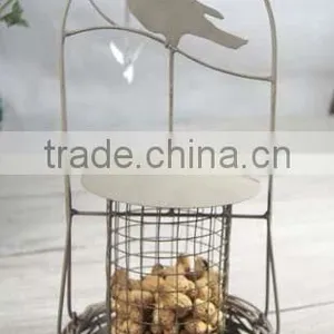 Decorative Metal Peanut Bird Feeder With Willow Tray for Hanging or Standing (46-459) thumbnail-1