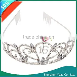Gorgeous "16" Design Rhinestone Crown Headband thumbnail-1