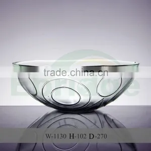 Big Capacity Hemispherical Glass Fruit Plates With Circle Embossed thumbnail-2