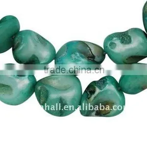 Sea Shell Beads Strands, Dyed, LightSeaGreen, About 11~14x10~14x4~8mm, Hole: 1mm, About 32pcs/strand.(BSHE-S029) thumbnail-1