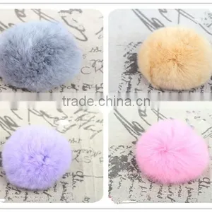 Customize Fashion Colorful Fluffy Ball Keychain / Rex Rabbit Fur Ball thumbnail-2