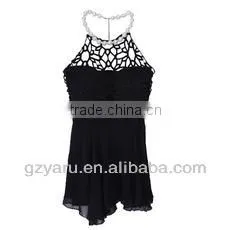 Pearl Hanging Neck Hollow Out of Tall Waist Skirt Snow Spins Condole Belt Clothes thumbnail-1