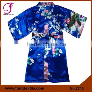 2313 Wholesale Children Peacock Pattern Satin Robe thumbnail-2