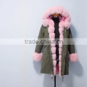 Casual Women Parka Jacket With Fox Hood thumbnail-2