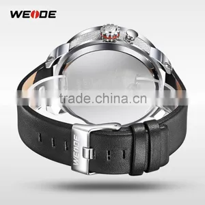Weide Oversize Quartz Analog Dual Time Zone Digital Watches With Genuine Leather Band Water Resistant Watches Men .China thumbnail-6
