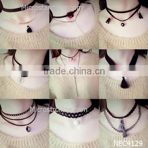 IN STOCK Cute Girls 2016 Black Fashion Choker Gold Chain Necklace thumbnail-2