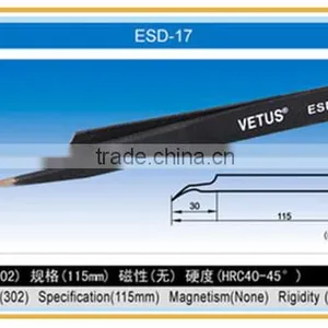 Anti-static Stainless Steel Tweezer ESD-17 for BGA Rework thumbnail-1