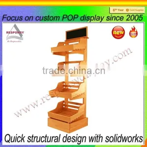 High Quality Vintage Wood Shop Furniture Garment Food Display for Promotion thumbnail-2