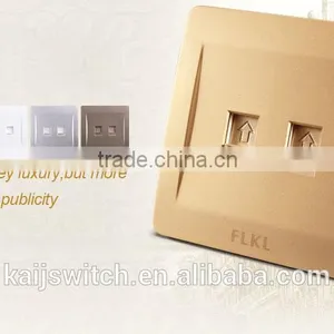 Electrical 2 Port Wall Phone Computer Outlet Network Switch thumbnail-3