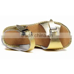 Wholesale LY-057 Gold Shining Patent Girls Open Toe Leather Sandals thumbnail-4