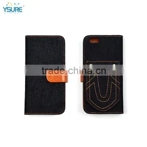 2015 New Design Unique Grid Pattern Denim Leather Case For Wiko Cink Slim 2 With Special Stand Back up thumbnail-1