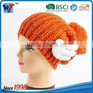High Quality Pom Pom Cheap Custom Winter Hat Knitted Beanie Knitted Hat thumbnail-3