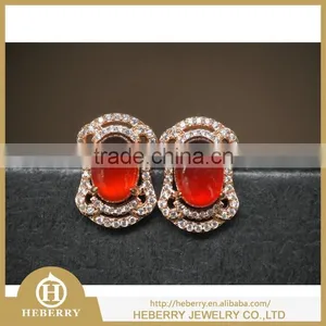 Elegant Ladies Garnet Crystal Earring Orange Color Gemstone thumbnail-5