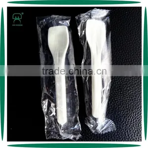 High Quality Beige Idividual Wrapped Plastic Ice Cream Spoon thumbnail-1