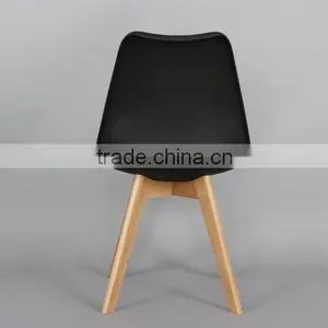 Modern Plastic Dining Chair With Wooden Legs/ Emes Chair thumbnail-2