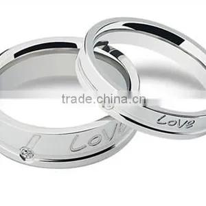 2016high Polished Crystal Engrave 316l Stainless Steel Wedding Band Ring for Lovers thumbnail-4