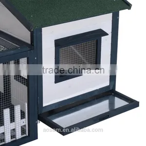 Pawhut 59" Wooden Rabbit Hutch With Outdoor Run - Green/White thumbnail-6