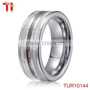 Tungsten Carbide Wedding Ring Inlay Antler Without Plating thumbnail-3