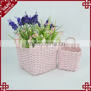 Sweety Pink Color Hand Woven Mini Hanging Baskets for Gifts thumbnail-1