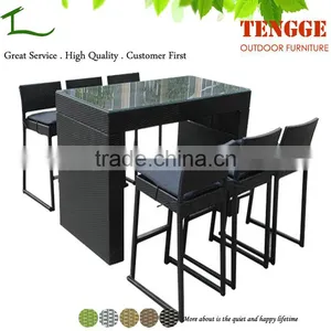 Rattan Wicker High Top Bar Table and Chair Patio Bar Set thumbnail-1