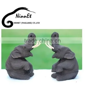 Wood Carved Elephant From Thailand thumbnail-2