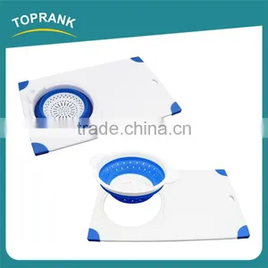 Cheap Wholesale Kitchen Foldaway Flexible Plastic Cutting Board With Foldable Bowl thumbnail-1