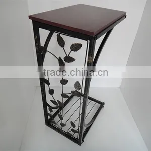 RH-4424 Metal Accent Wooden Table Vine Leaf Design Modern Sofa Side Table thumbnail-5