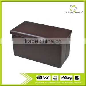 Rectangle Faux Leather Folding Storage Ottoman Bench thumbnail-1
