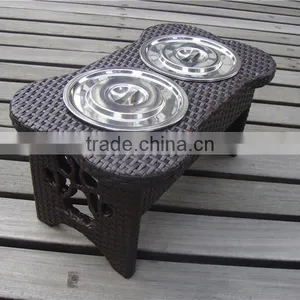 Stainless Steel Rattan/Wicker Dog Bowl thumbnail-3