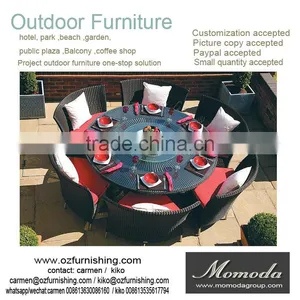 9053 Super Big Round Garden Dining Table and Chairs Rattan Wicker Dining Sets for Outdoor Party thumbnail-1