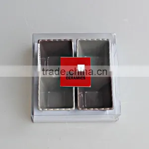 Set of 4 Solid Color Mini Square Ceramic Tapas Bowl thumbnail-1