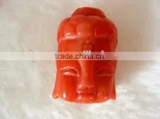 Wholesale 15-25mm Orange Buddha Head Natural Coral Pendant thumbnail-1