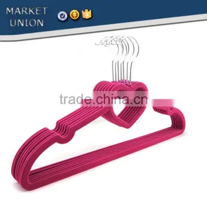 ABS Plastic Heart Shape Antiskid Velvet Hangers Flocking Clothes Hanger With Pulley,ABS,Nylon Villi,Chrome Plated Hook thumbnail-1