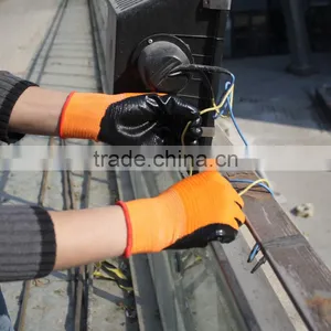 NMSAFETY 13 g Orange Ployester Liner Black Nitrile Gloves/U3 Style Gloves Good Grip Performance thumbnail-1