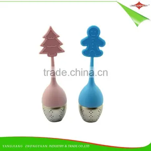 ZY-E3139 Best Sell Colorful Different Shape Silicone and Stainless Steel Tea Strainer thumbnail-1