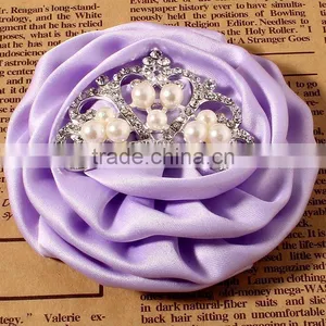Satin Hanmade Rose Flower With Crown for Kids Hair Accessories thumbnail-4