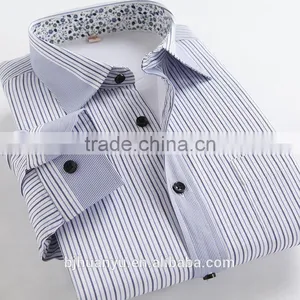 Men Handsome Blue Stripe BusinessT/C Dress Shirt thumbnail-1