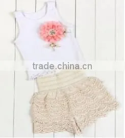 2017 High Quantity Baby Spring/summer Outfits Lace Petti Set thumbnail-1
