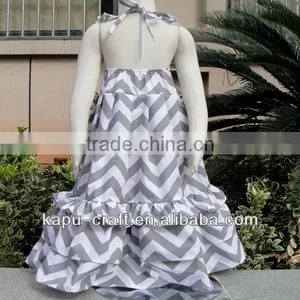 Chevron Maxi Backless Kids Dresses thumbnail-1
