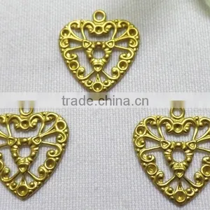 DIY Hollow Heart Charm Jewelry Accessories Brass Heart Charm Shoe Bag Hair Accessories thumbnail-1