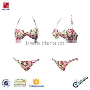 Wholesale Flower Sublimation Printed Slim Fit Bikinis Woman Swimwear thumbnail-1